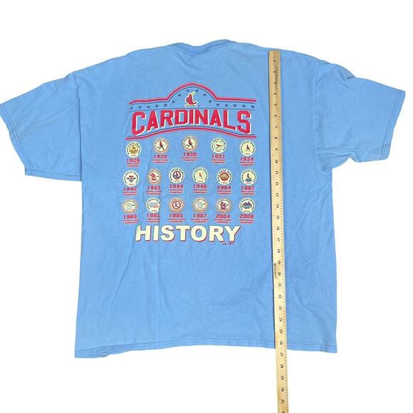 Majestic St. Louis Cardinals Baseball History T-Shirt 1926 - 2006 Blue Sz XL Y2K - Picture 3 of 6